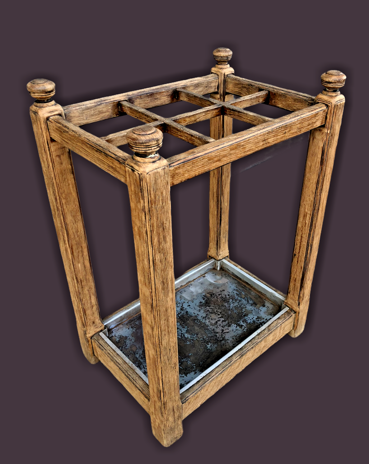 Vintage Arts And Crafts Oak Umbrella / Stick Stand ( SOLD )