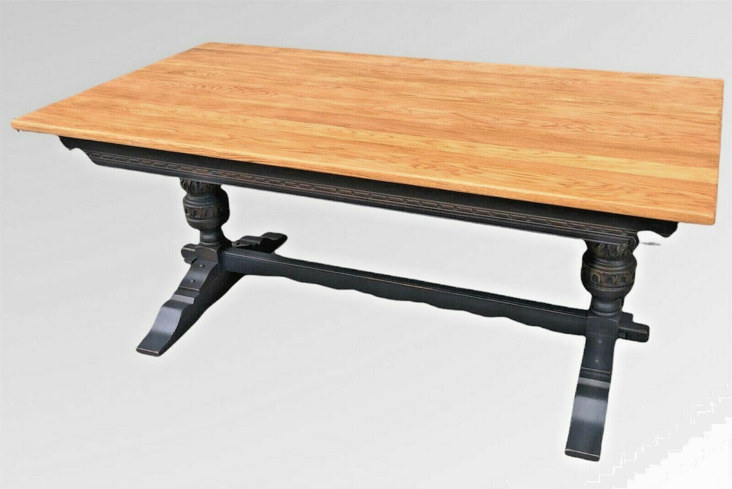 Stunning Vintage Old Charm Carved Solid Oak Refectory Table ( SOLD )