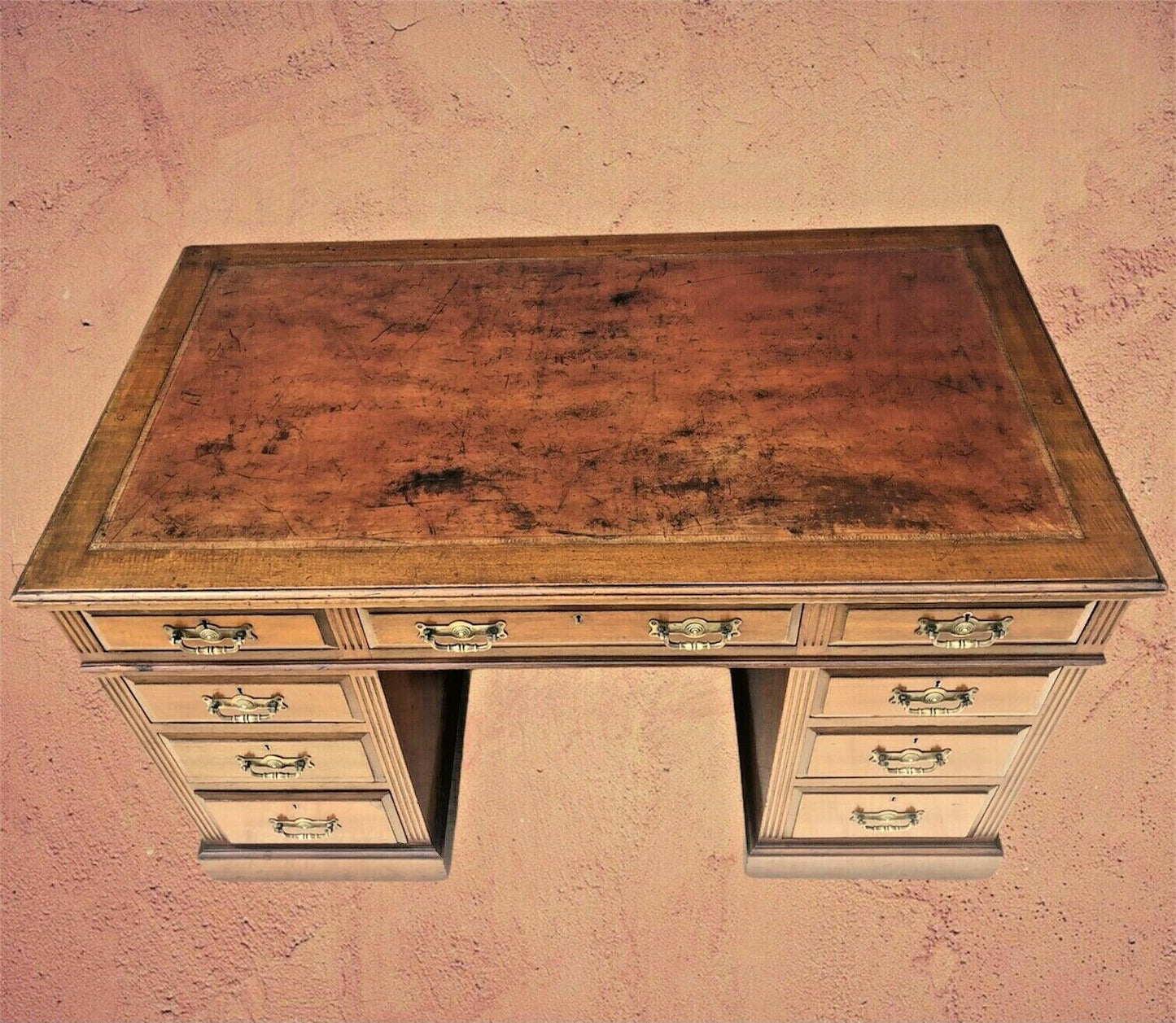 Antique Walnut Pedestal Desk Good Quality Item ( SOLD )