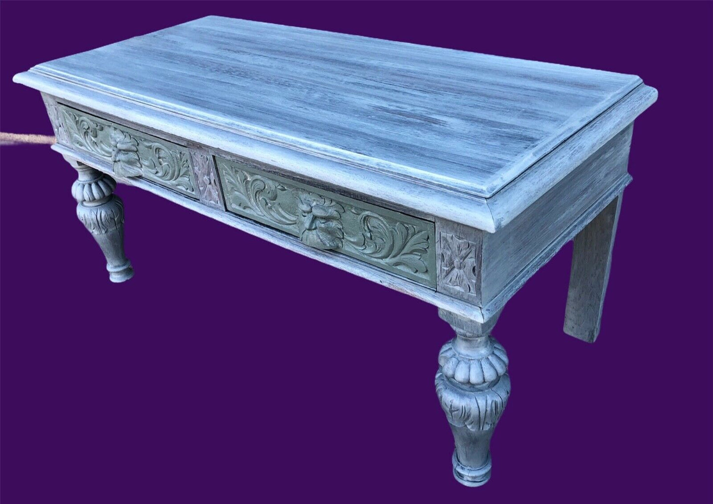 131......Handsome Antique Carved Oak Low Table / Media Stand ( sold )