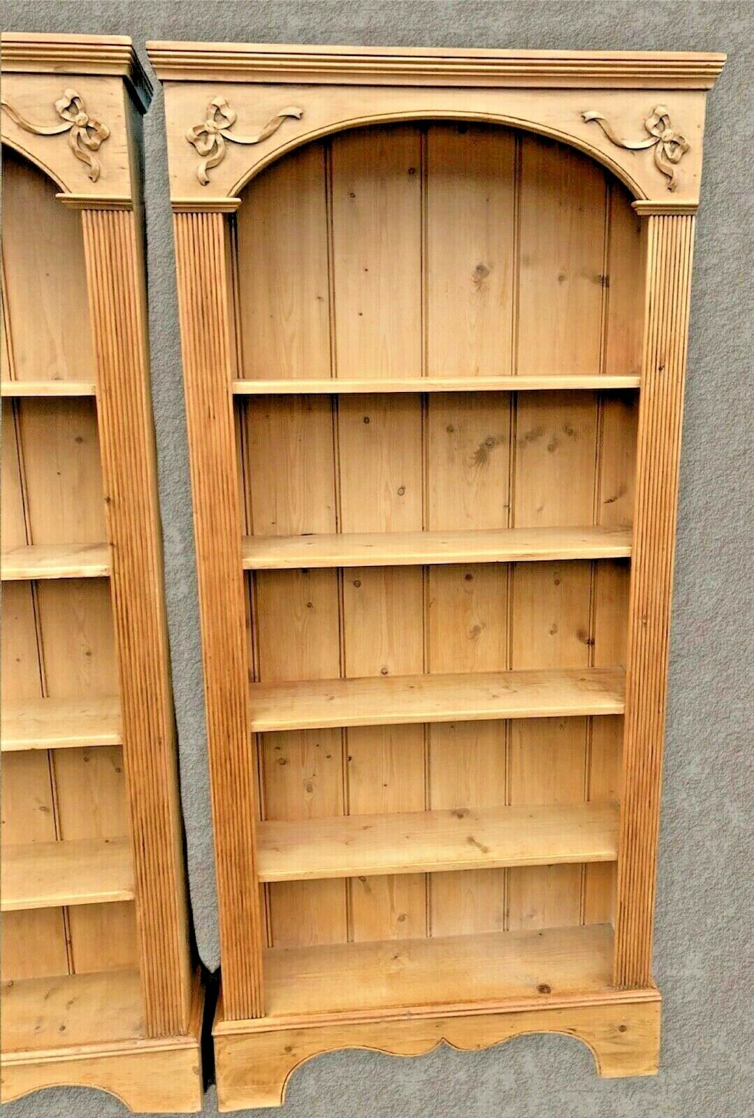 Pair Of Tall Stunning Vintage Pine Bookcases / Pine Bookshelves ( SOLD )