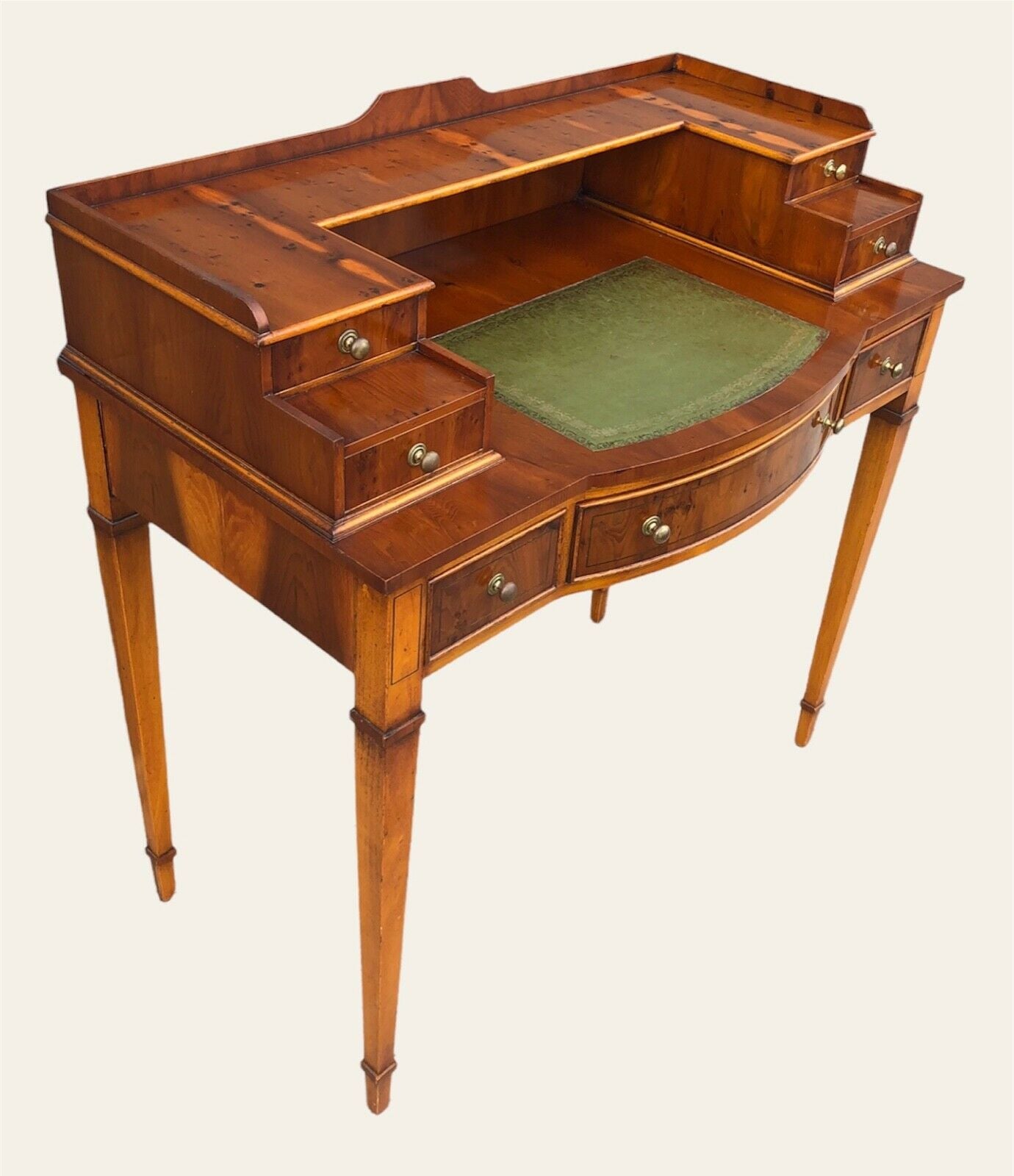 000954....Handsome Vintage Yew Wood Writing Desk ( sold )