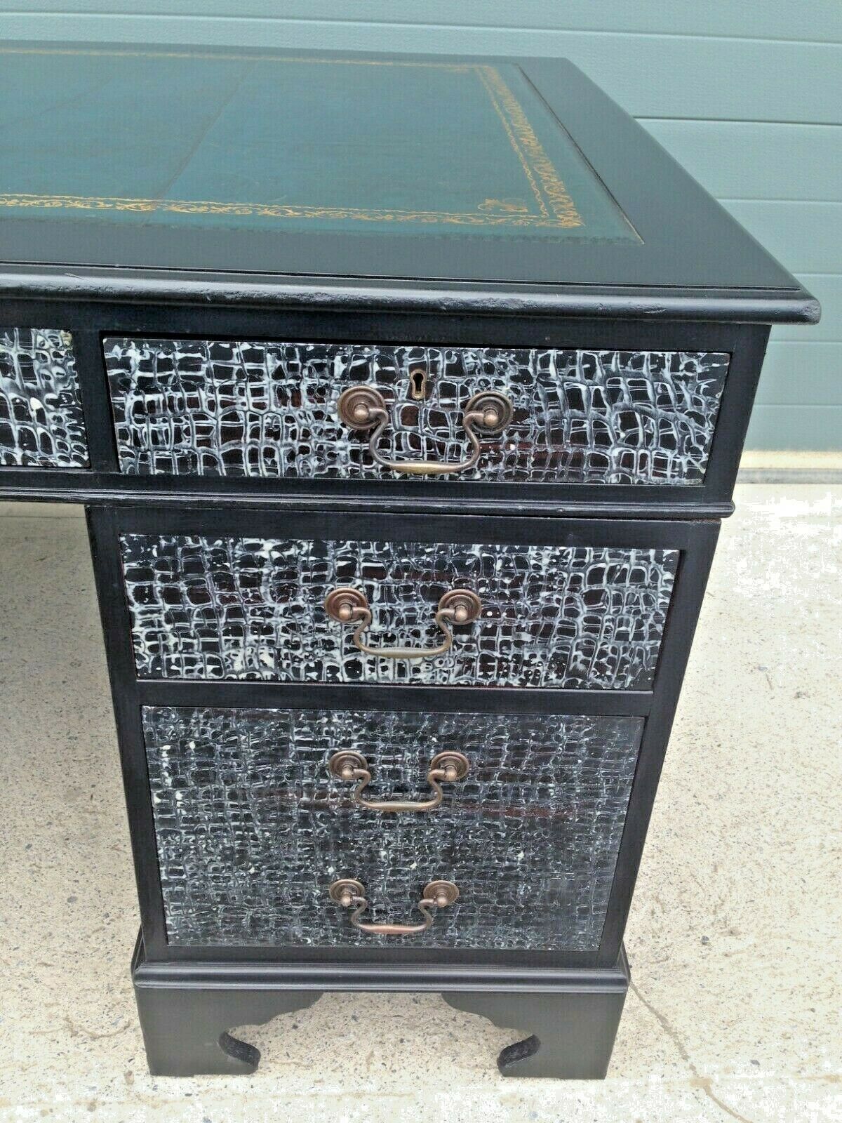 Large Vintage Pedestal Desk / Refinished Bankers Desk