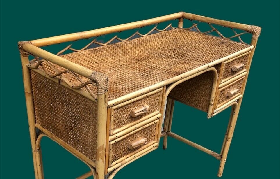 Vintage Bamboo Dressing Table ( SOLD )
