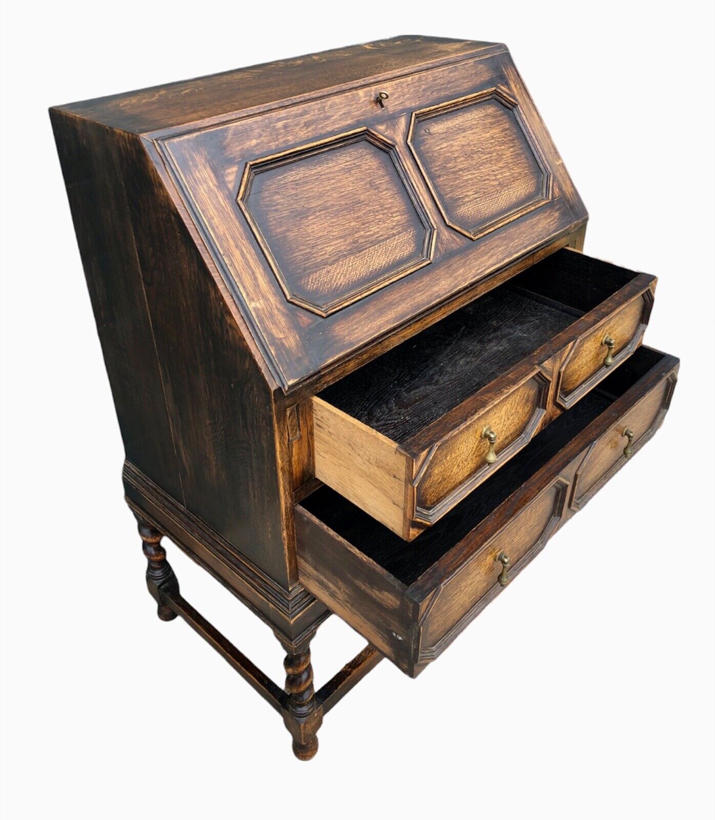 000935....Handsome Vintage Oak Bureau / Desk ( sold )