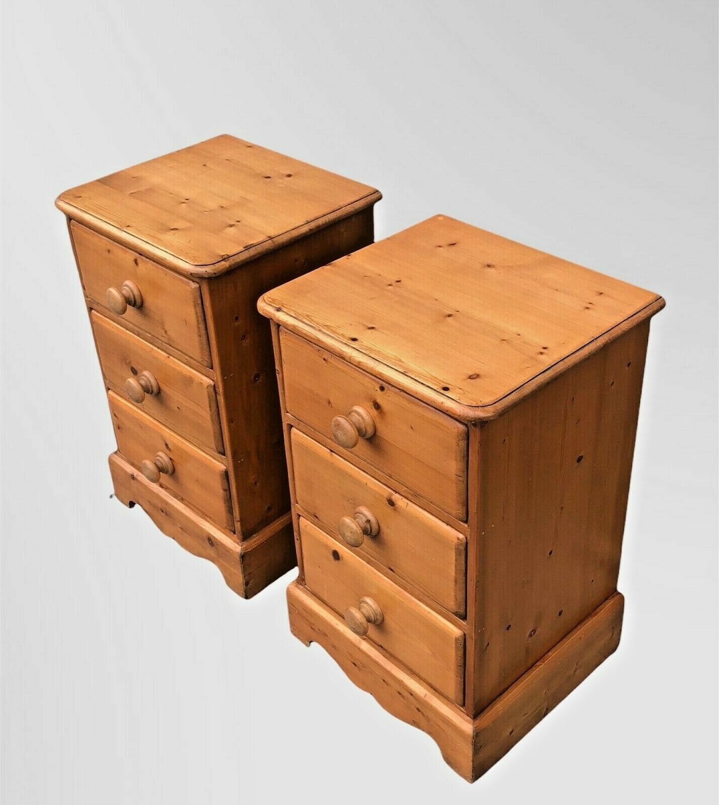 A Pair Of Vintage Heavy Pine Bedsides Chests / Bedside Tables ( SOLD )