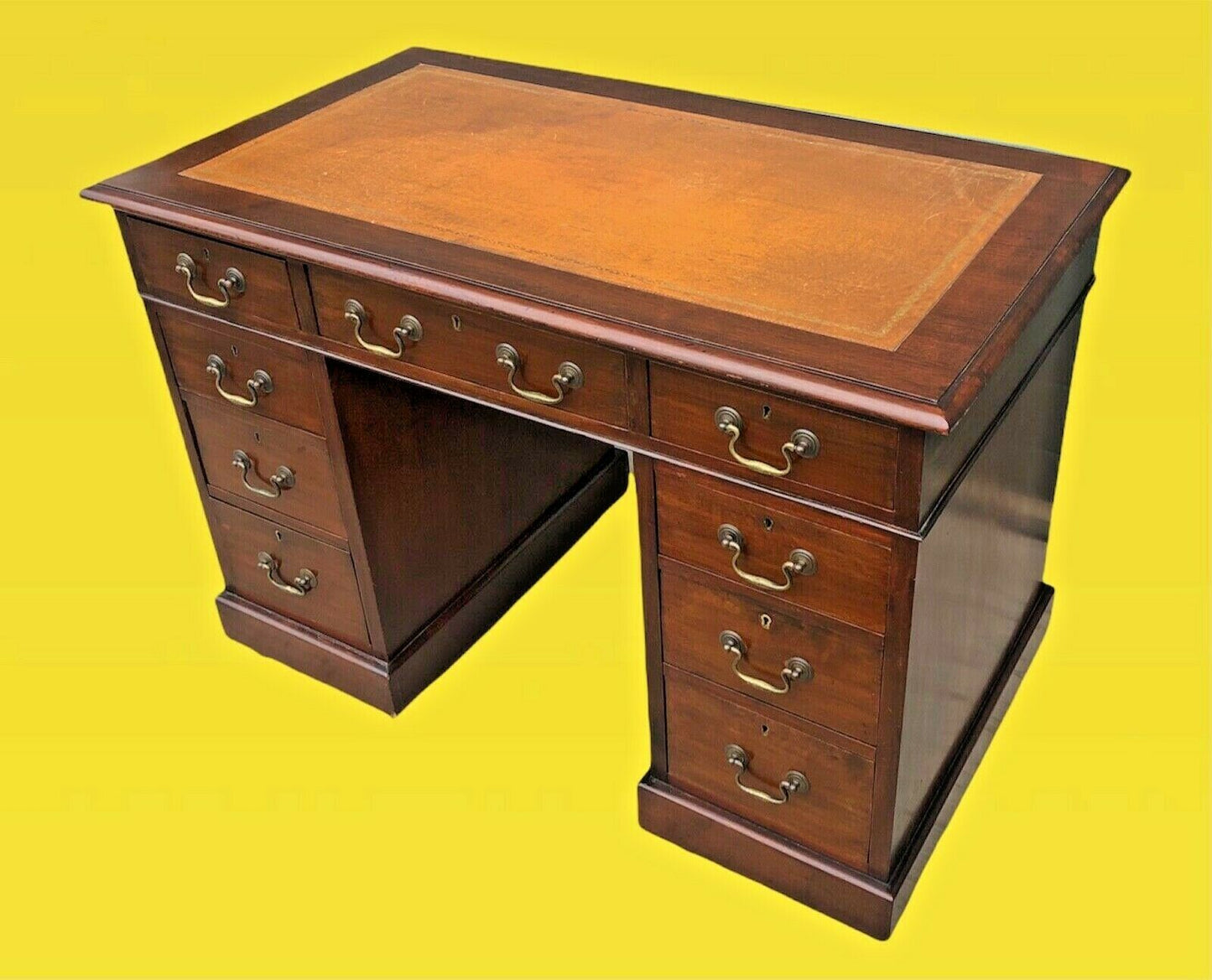 Handsome Edwardian Mahogany Pedestal Desk ( SOLD )