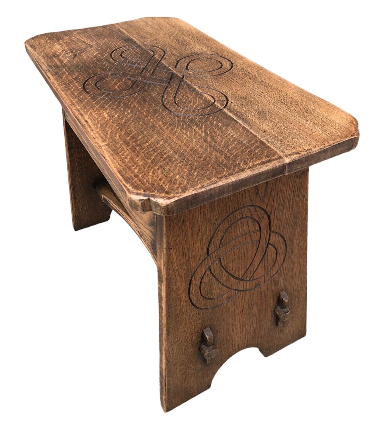 000930....Handsome Vintage Arts And Crafts Oak Stool ( sold )