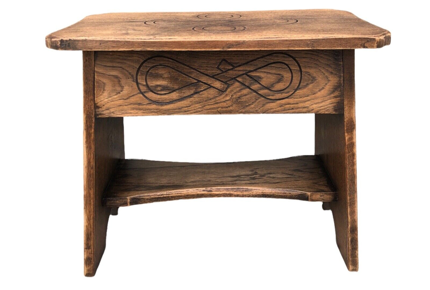 000930....Handsome Vintage Arts And Crafts Oak Stool ( sold )