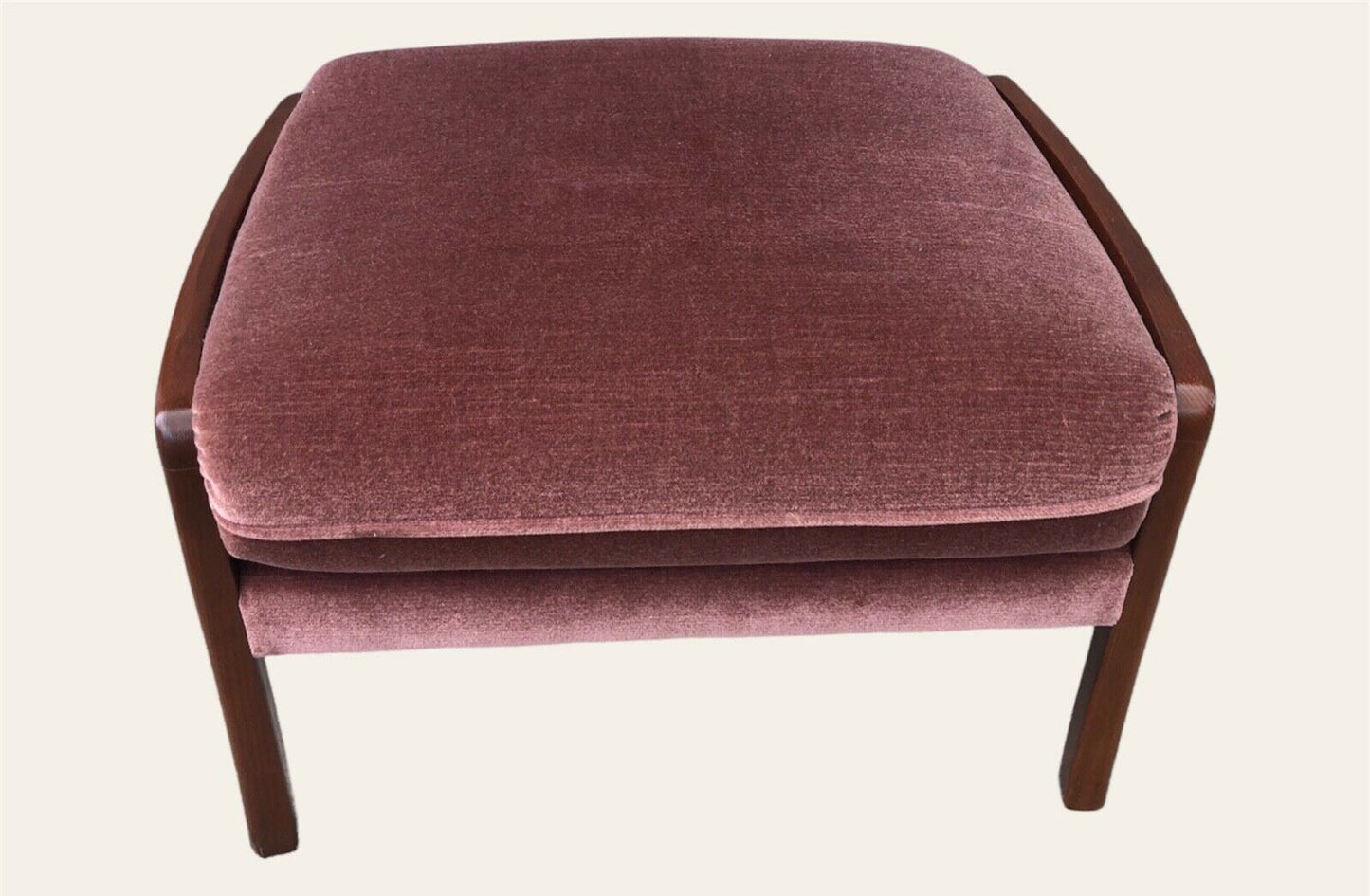 000973.....Handsome Retro Mahogany Framed Upholstered Footstool ( sold )