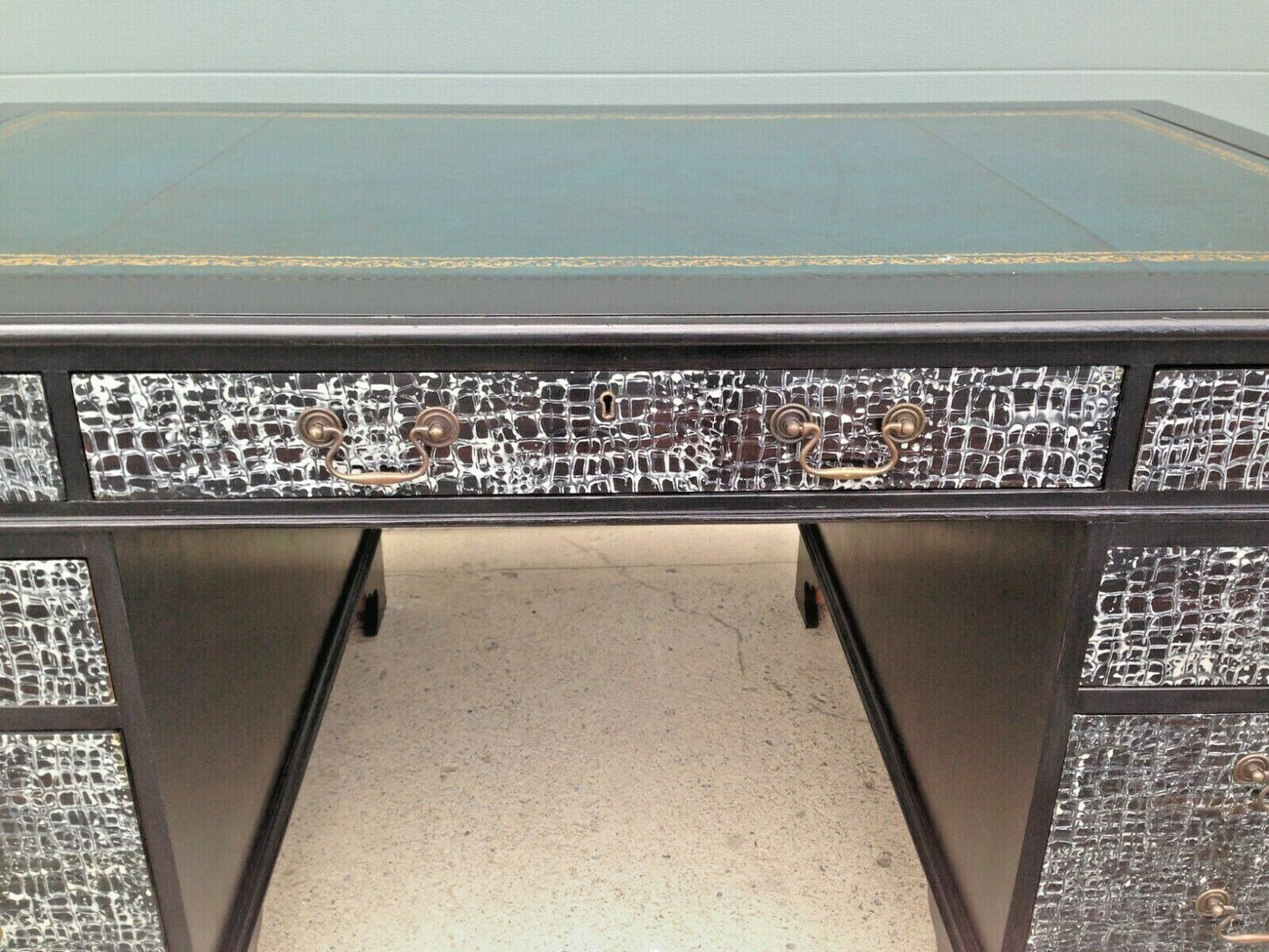 Large Vintage Pedestal Desk / Refinished Bankers Desk