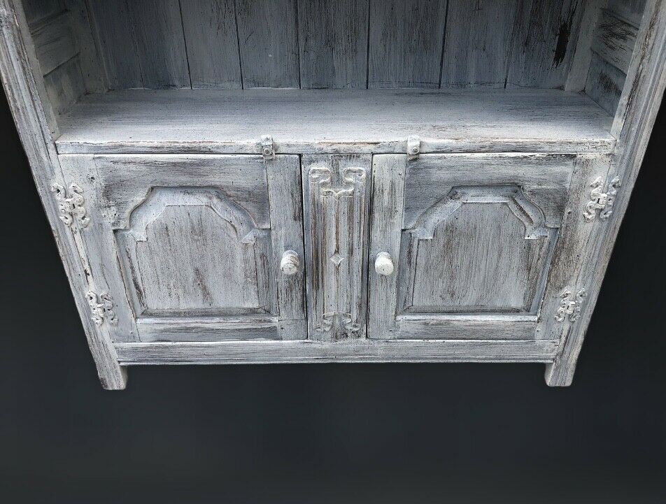 Vintage Carved Oak Bookcase With Cupboards ( SOLD )