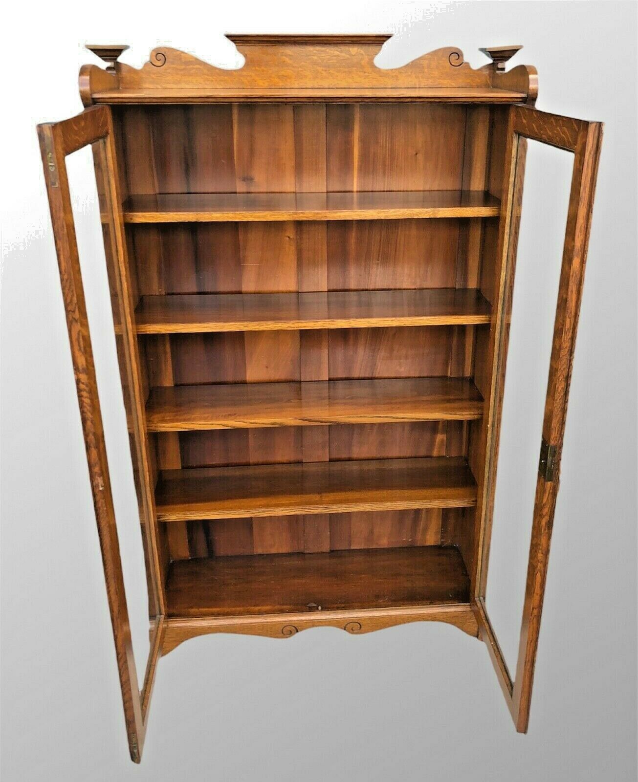 Arts And Craft Oak Bookcase / Arts And Crafts Glazed Cabinet ( SOLD )