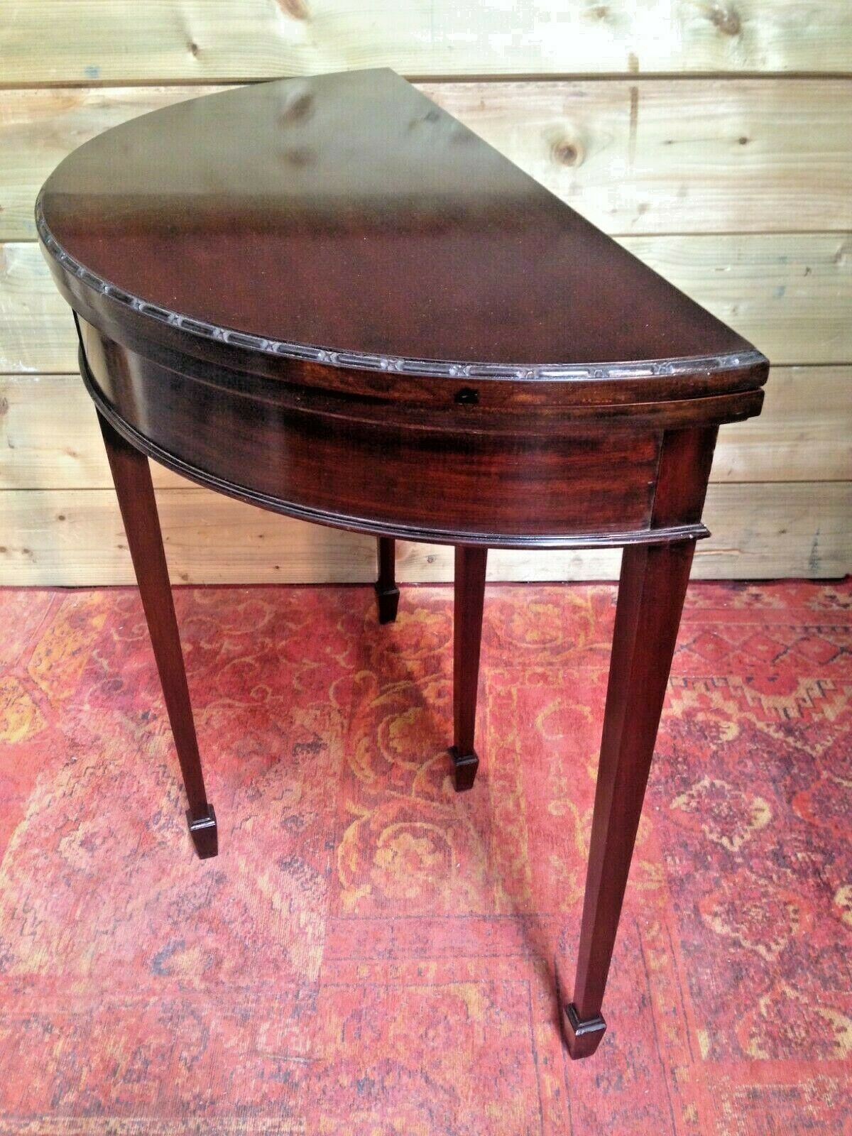 Mahogany Dem Lune Card Table / Vintage Hall Table ( SOLD )