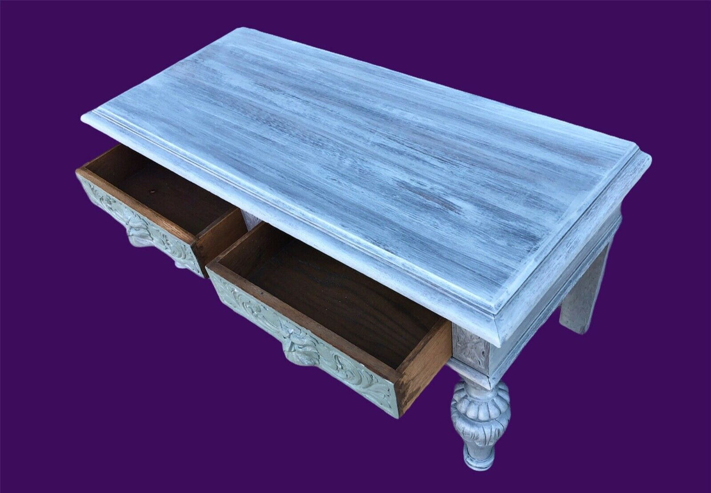 131......Handsome Antique Carved Oak Low Table / Media Stand ( sold )