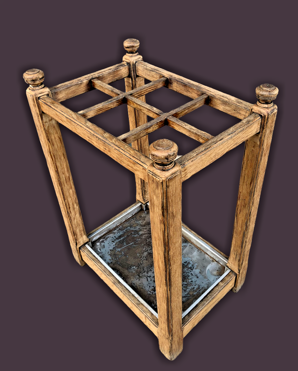 Vintage Arts And Crafts Oak Umbrella / Stick Stand ( SOLD )
