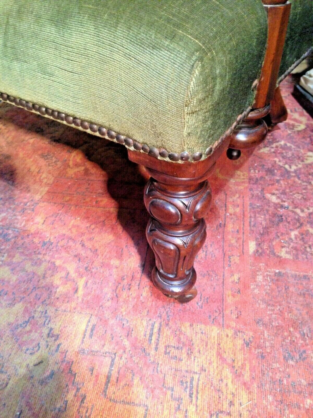 Handsome Victorian Mahogany Club Chair / Antique Chesterfield Style Armchair ( SOLD )