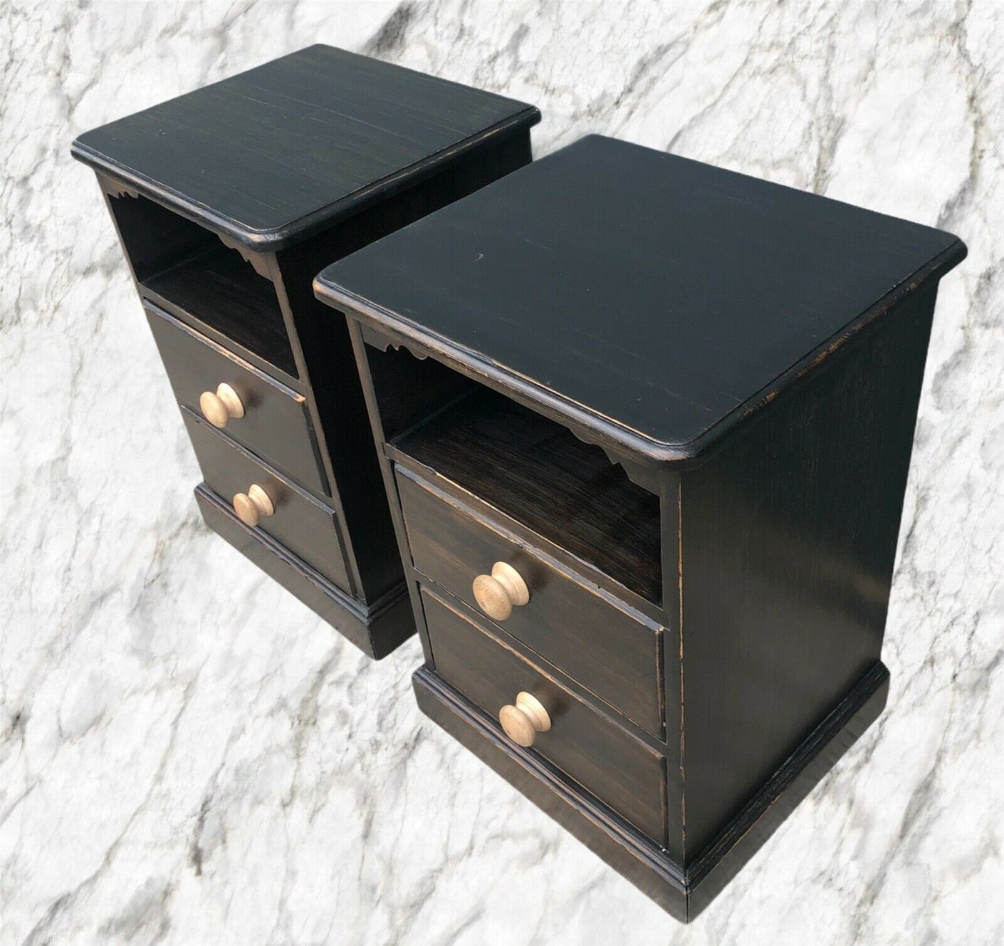 137.....A Pair Of Vintage Heavy Pine Bedside Cabinets / Bedside Chests ( sold )