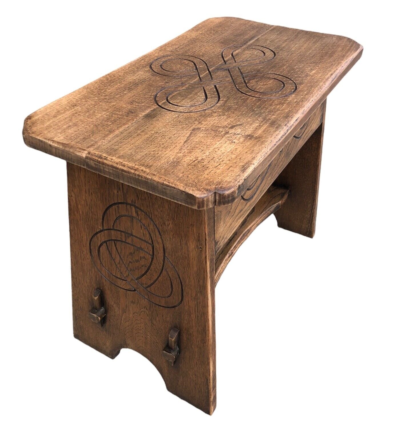 000930....Handsome Vintage Arts And Crafts Oak Stool ( sold )