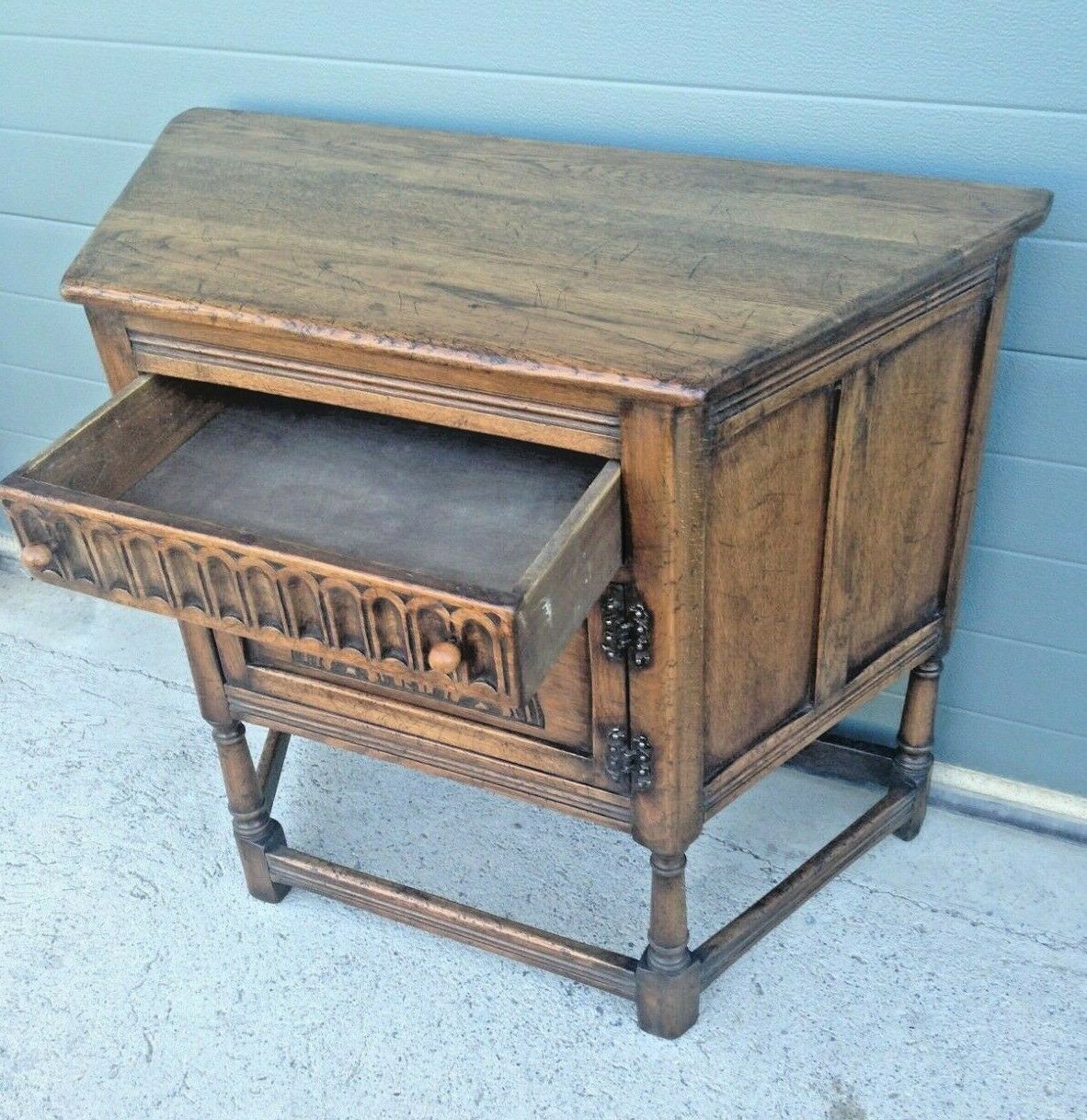 Vintage Carved Oak Credence Cupboard / Old Charm Style Hall Table SOLD