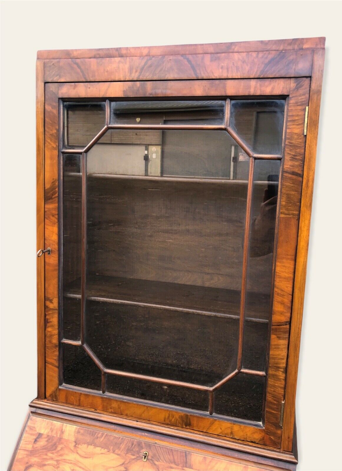 000982....Stunning Art Deco Style Walnut Bureau Bookcase ( SOLD )