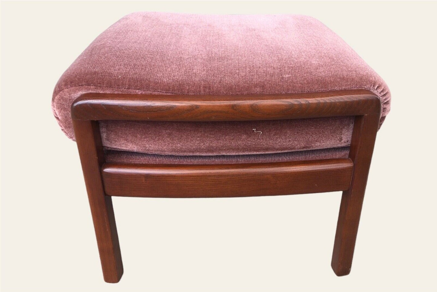 000973.....Handsome Retro Mahogany Framed Upholstered Footstool ( sold )