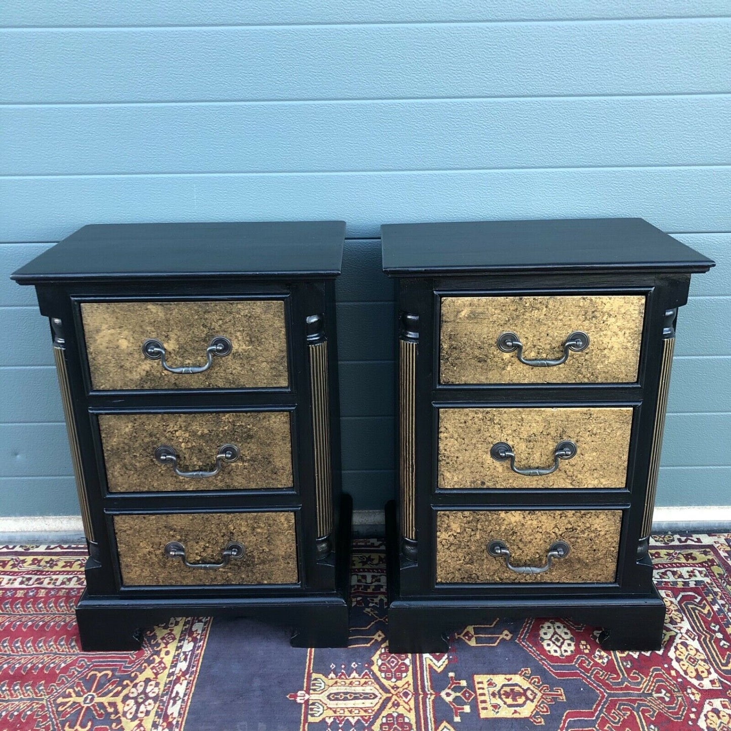 A Pair Of Vintage Empire Style Bedside Chests / Refinished Pine Bedside Tables ( SOLD )