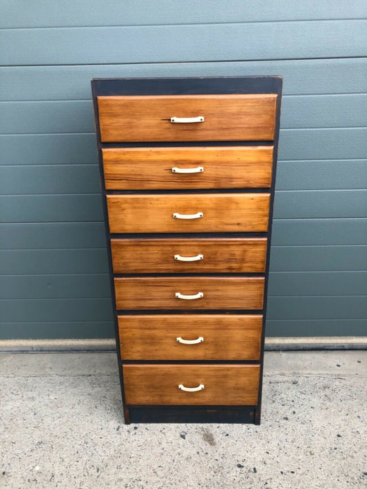 Handsome Tallboy Chest Of Seven Drawers / Vintage Tall Chest ( SOLD )