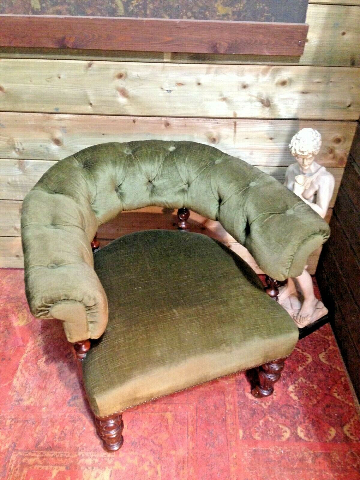 Handsome Victorian Mahogany Club Chair / Antique Chesterfield Style Armchair ( SOLD )