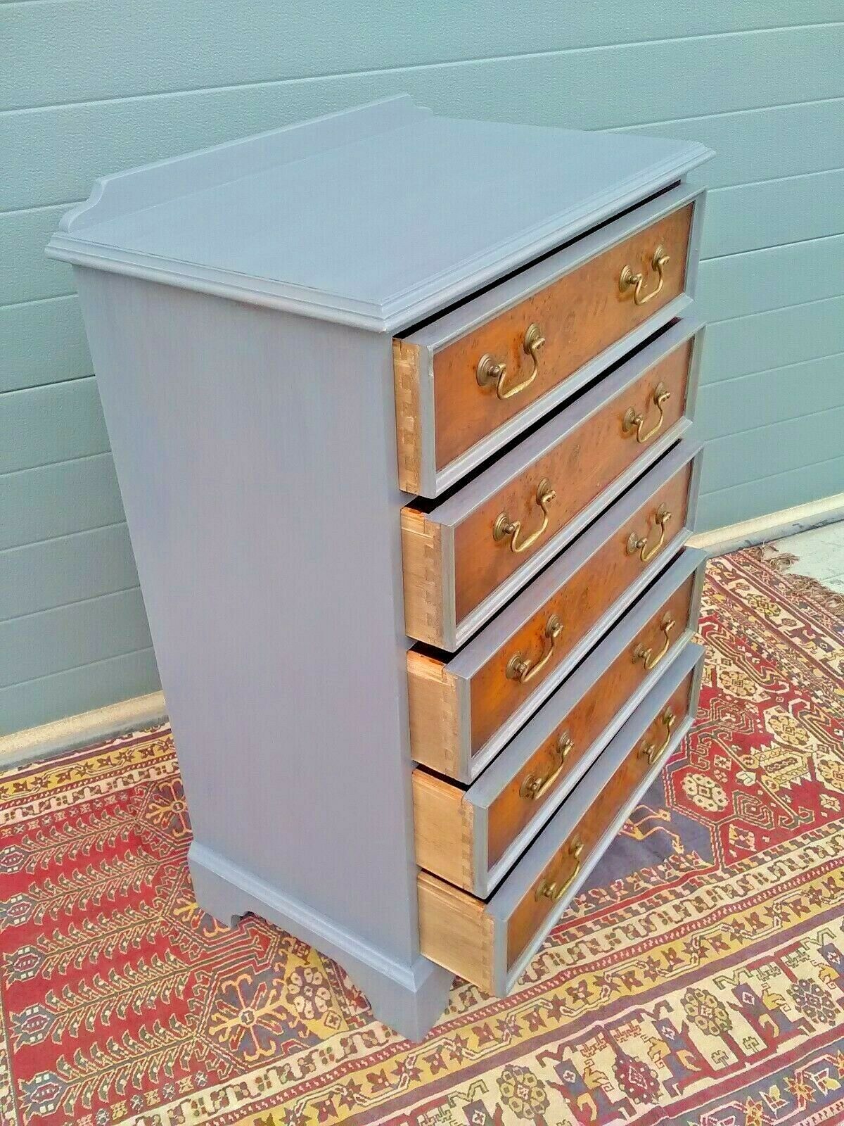 Handsome Vintage Yew Tallboy Chest Of Drawers ( SOLD )