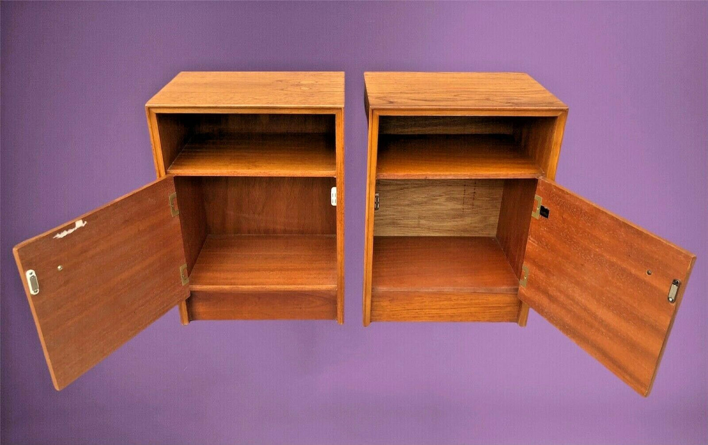 A Pair Of Retro Teak Bedside Cabinets By Meredew ( SOLD )