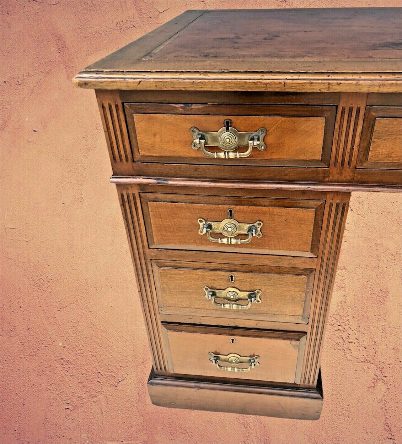 Antique Walnut Pedestal Desk Good Quality Item ( SOLD )