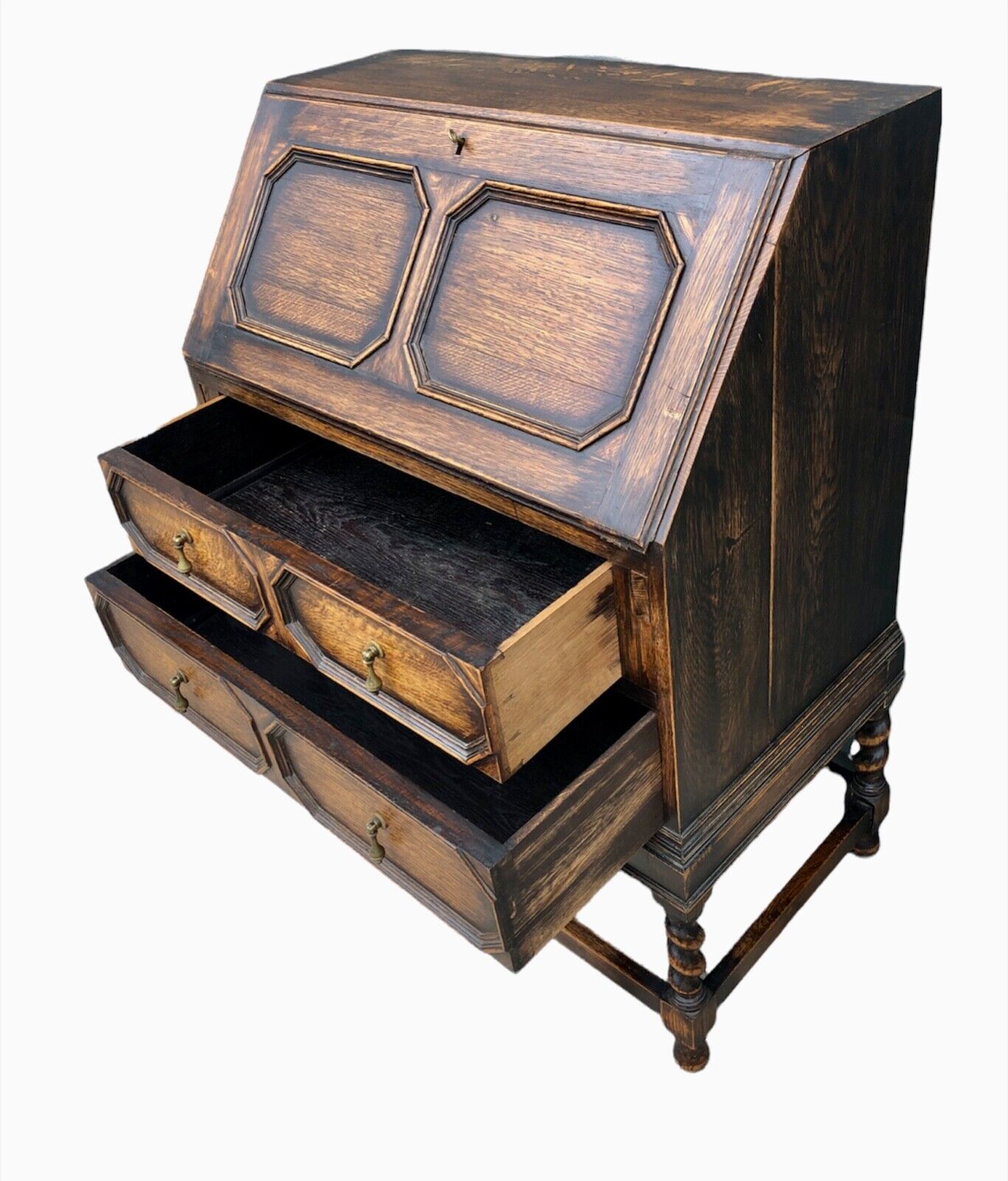 000935....Handsome Vintage Oak Bureau / Desk ( sold )
