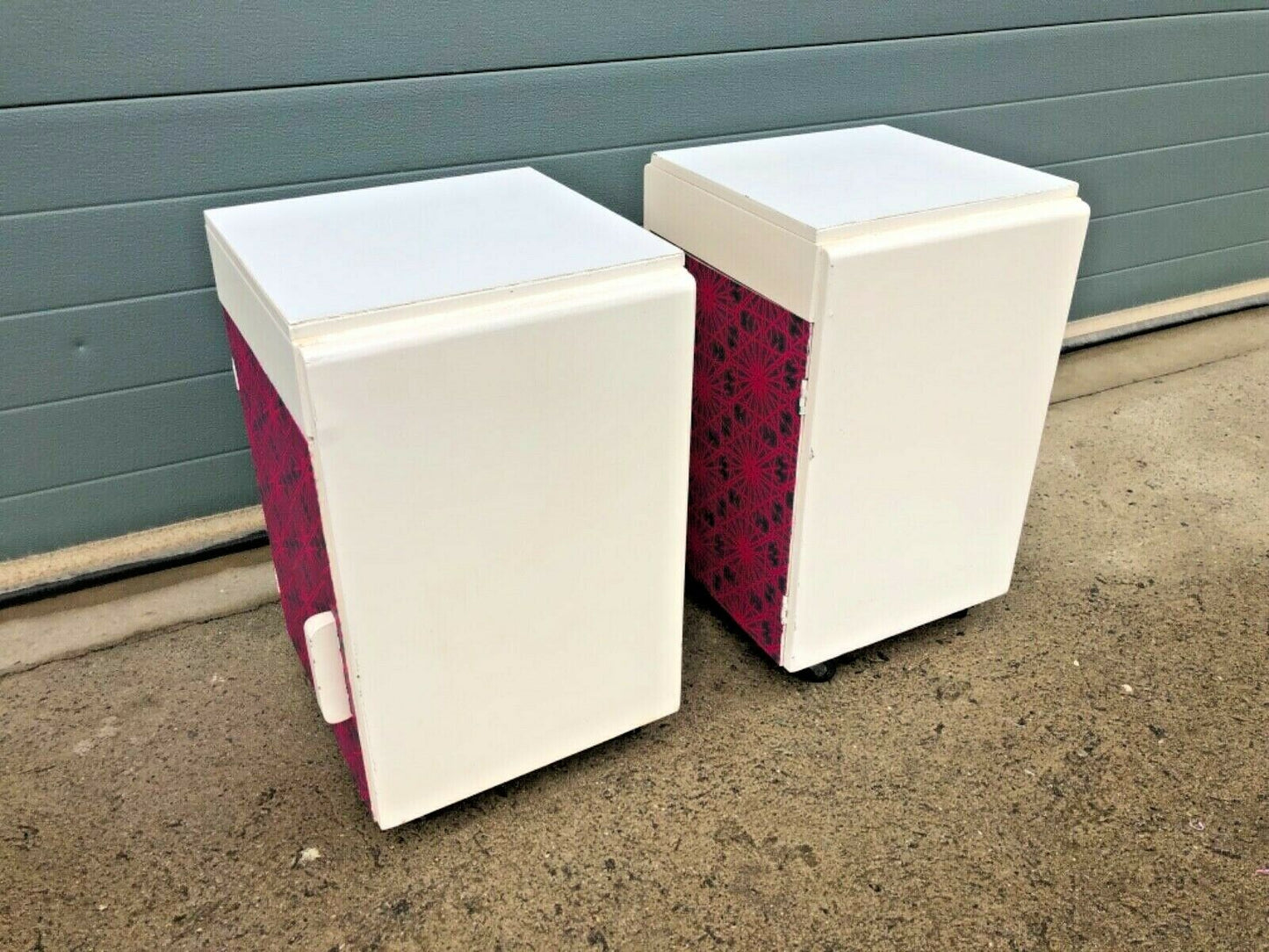 000996.....Unique Funky Pair Of Upcycled Bedside Cabinets / Bedside Lamp Tables