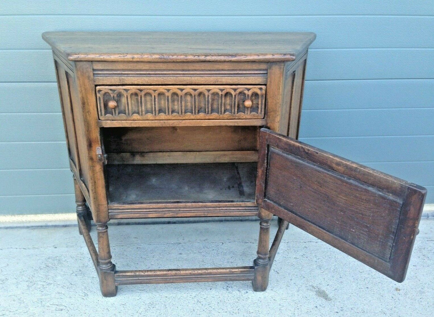 Vintage Carved Oak Credence Cupboard / Old Charm Style Hall Table SOLD