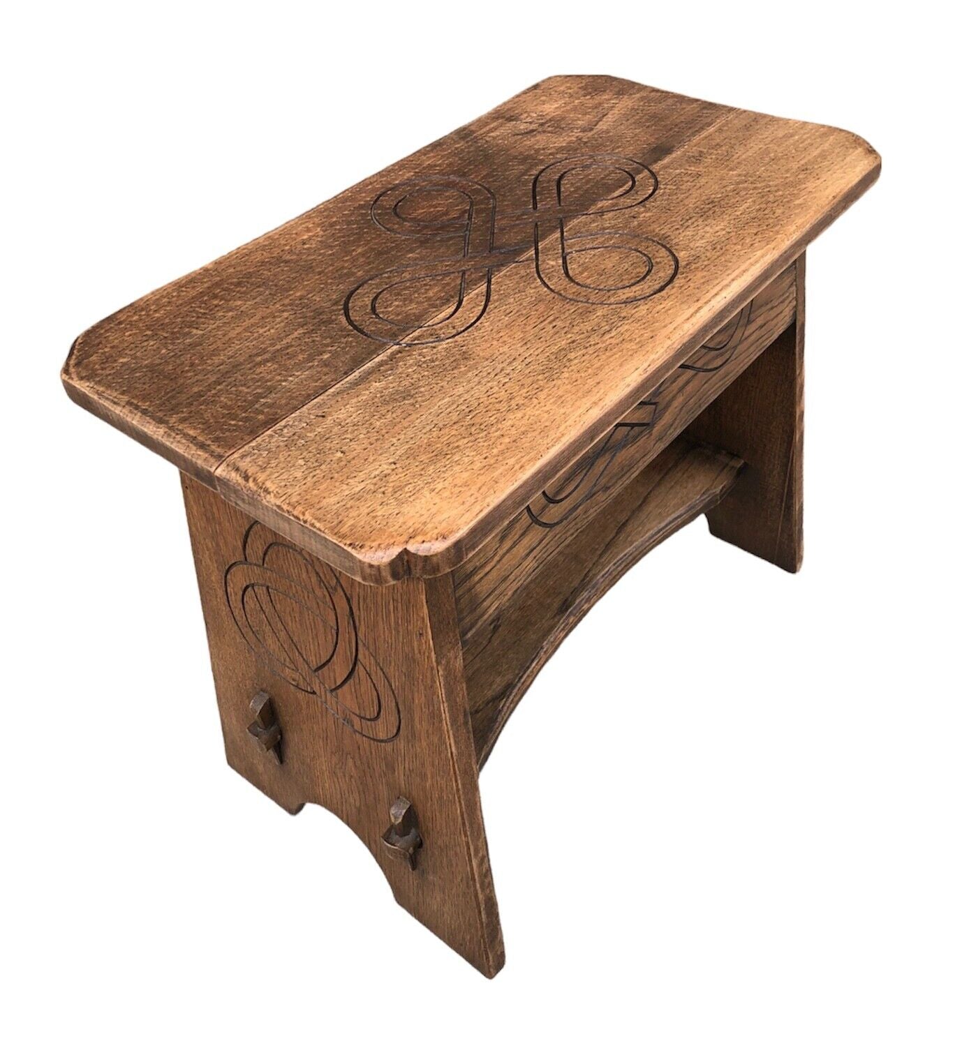 000930....Handsome Vintage Arts And Crafts Oak Stool ( sold )