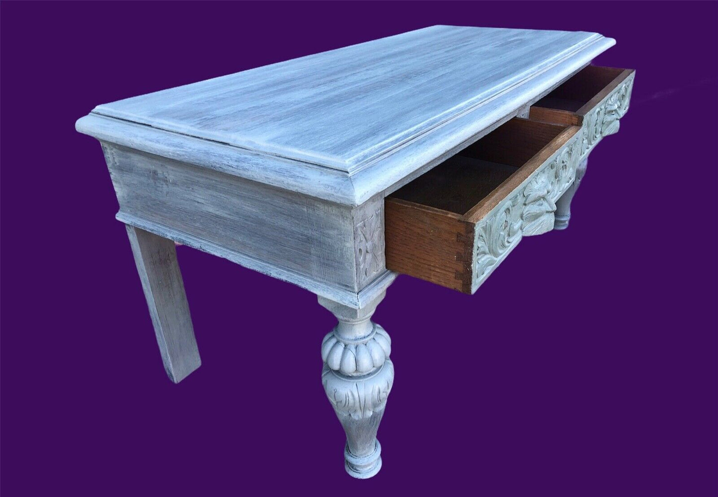 131......Handsome Antique Carved Oak Low Table / Media Stand ( sold )