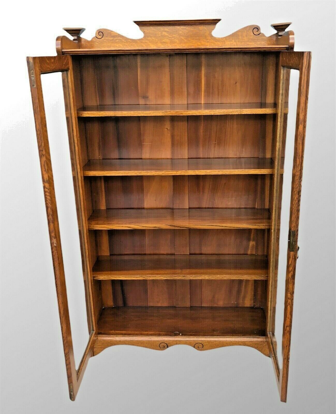 Arts And Craft Oak Bookcase / Arts And Crafts Glazed Cabinet ( SOLD )