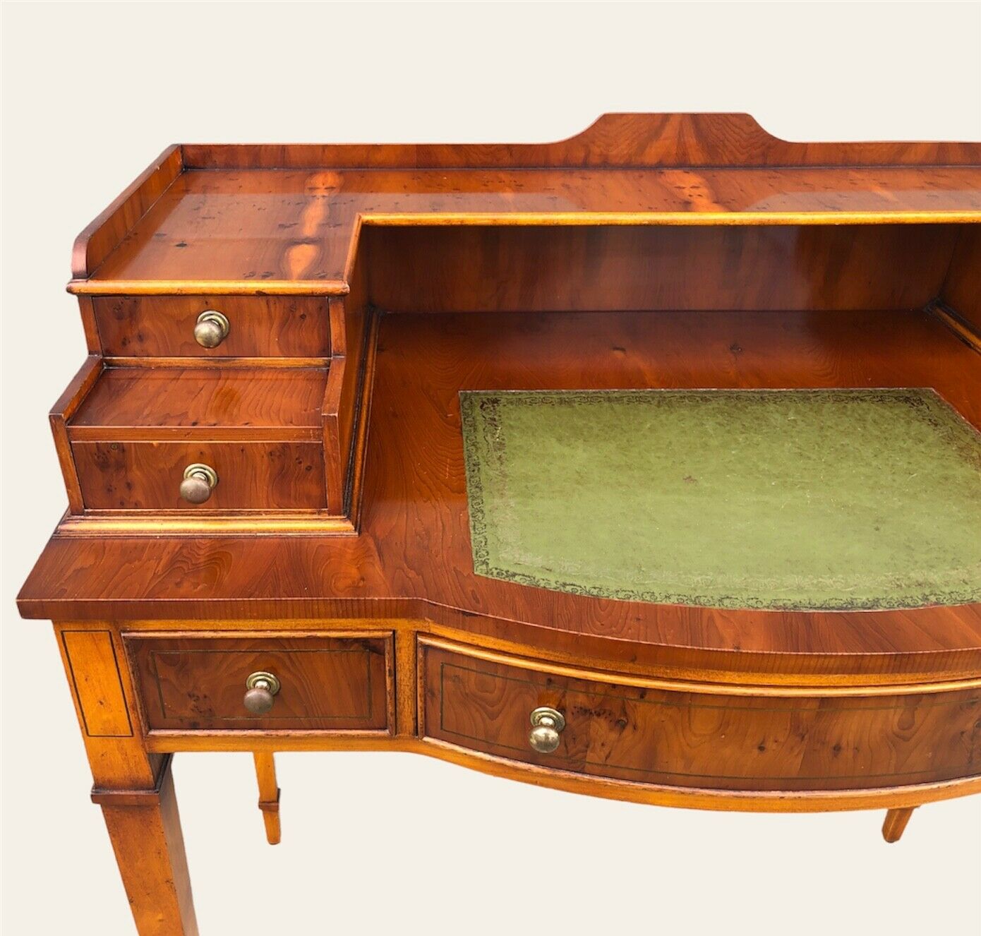 000954....Handsome Vintage Yew Wood Writing Desk ( sold )