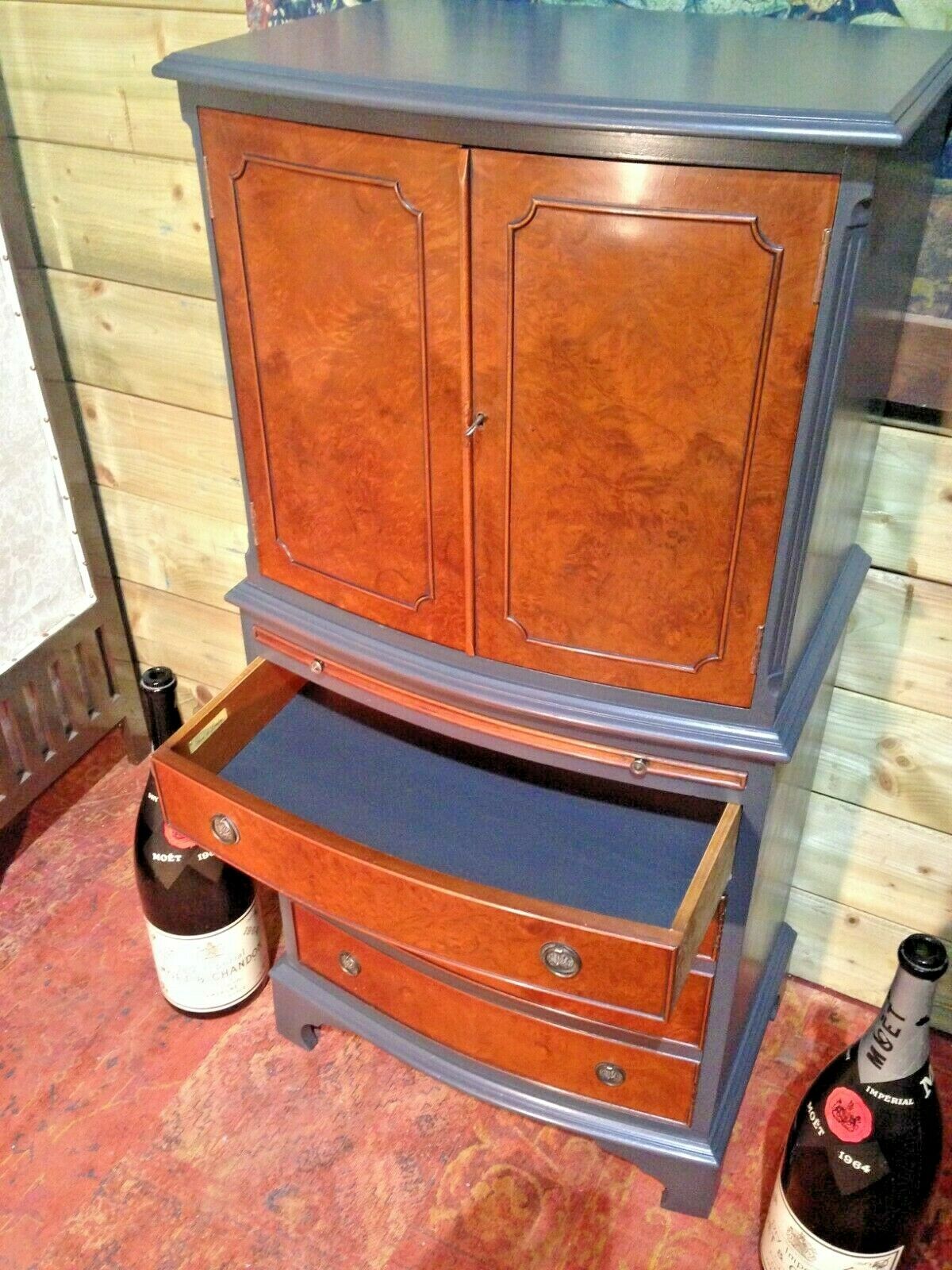 Stunning Refinished Walnut Drinks Cabinet / Vintage Cocktail Cabinet ( SOLD )