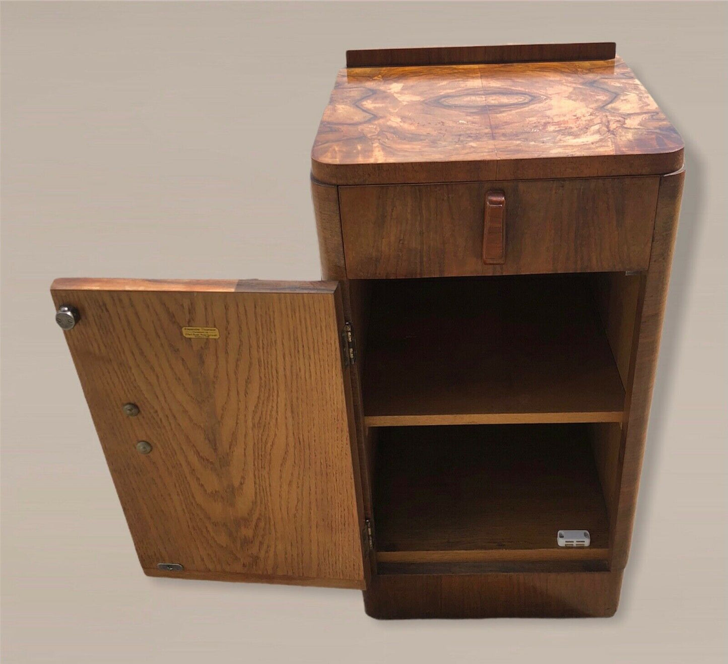 Gorgeous Bur Walnut Art Deco Bedside Cabinet ( SOLD )