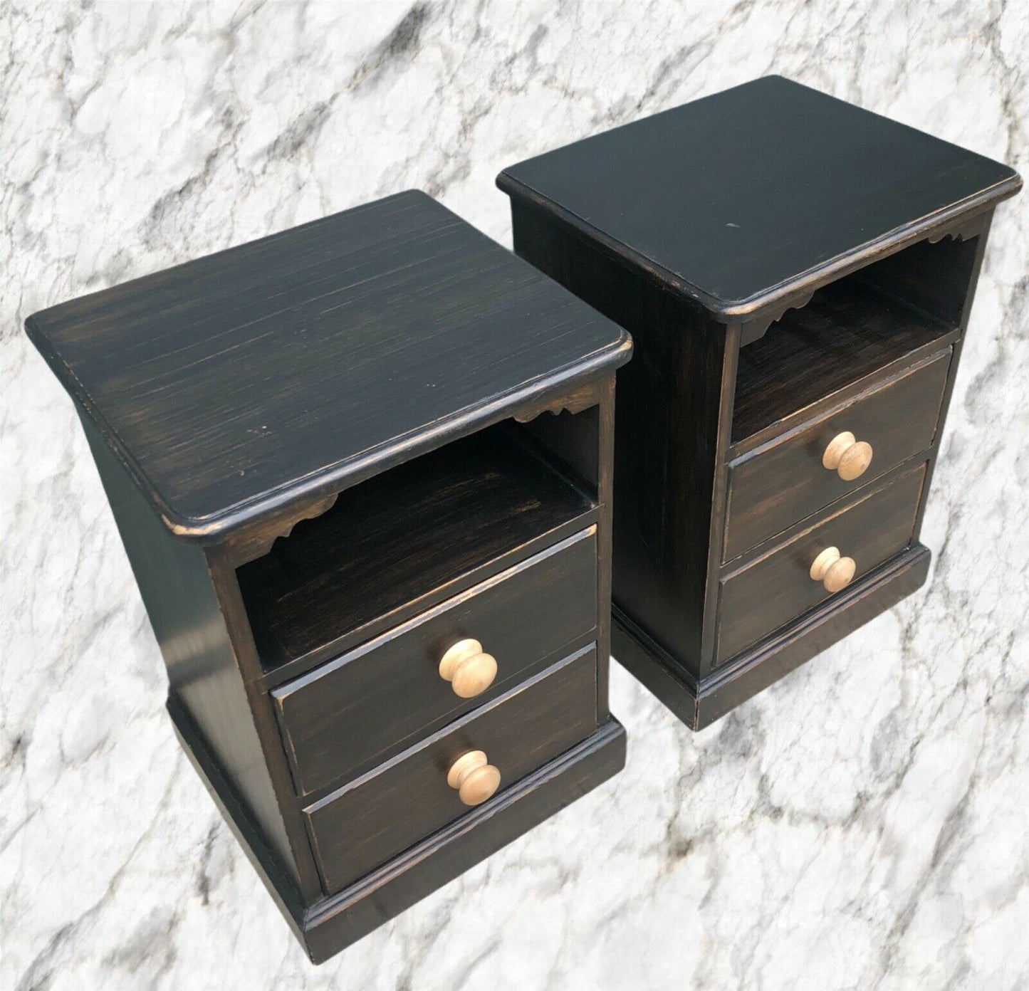 137.....A Pair Of Vintage Heavy Pine Bedside Cabinets / Bedside Chests ( sold )