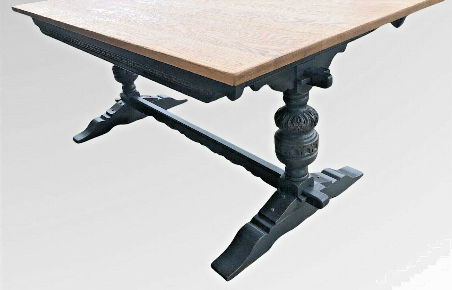Stunning Vintage Old Charm Carved Solid Oak Refectory Table ( SOLD )