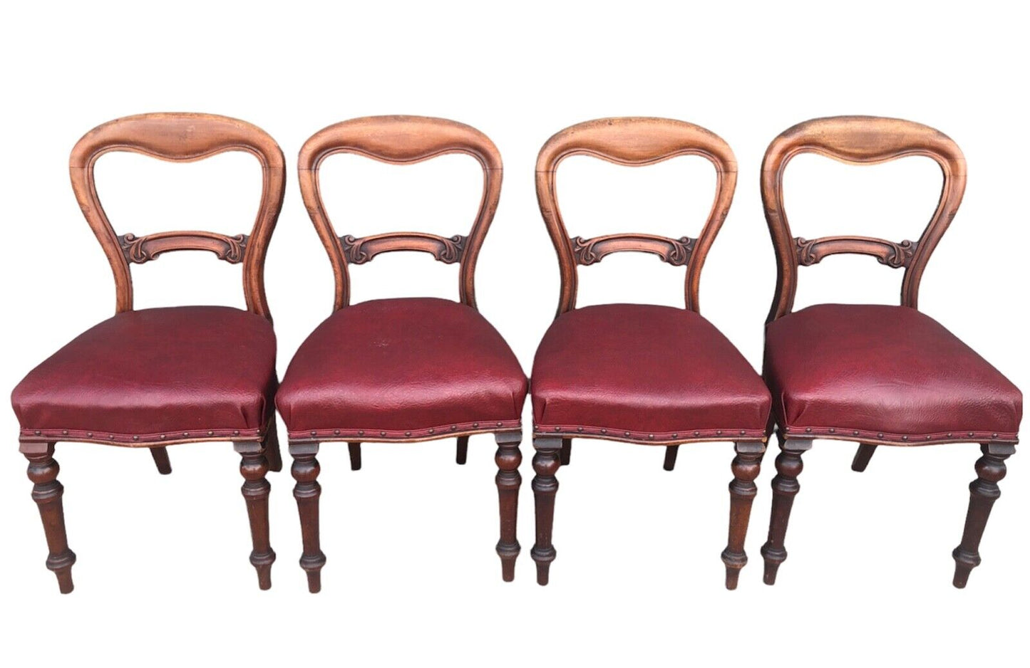 000933....Handsome Set Of Four Antique Mahogany Dining Chairs ( sold )