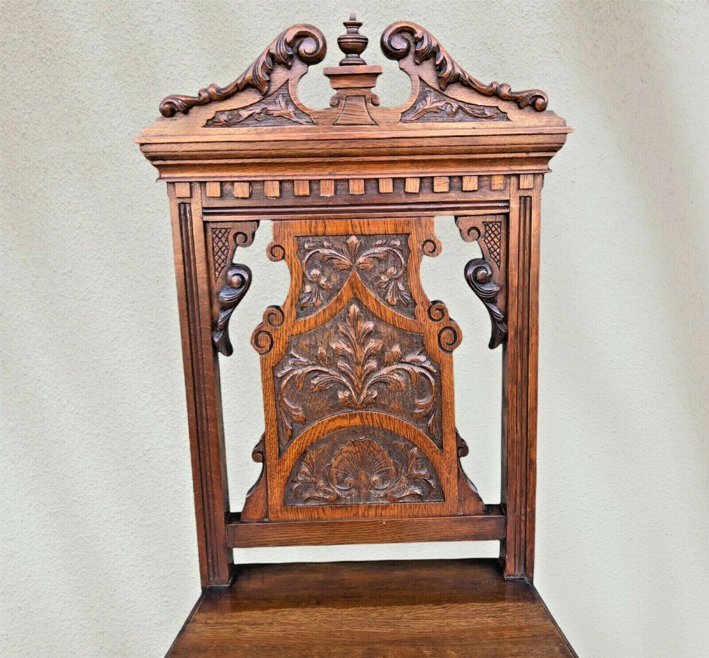 Quality Antique Carved Oak Hall Chair ( SOLD )