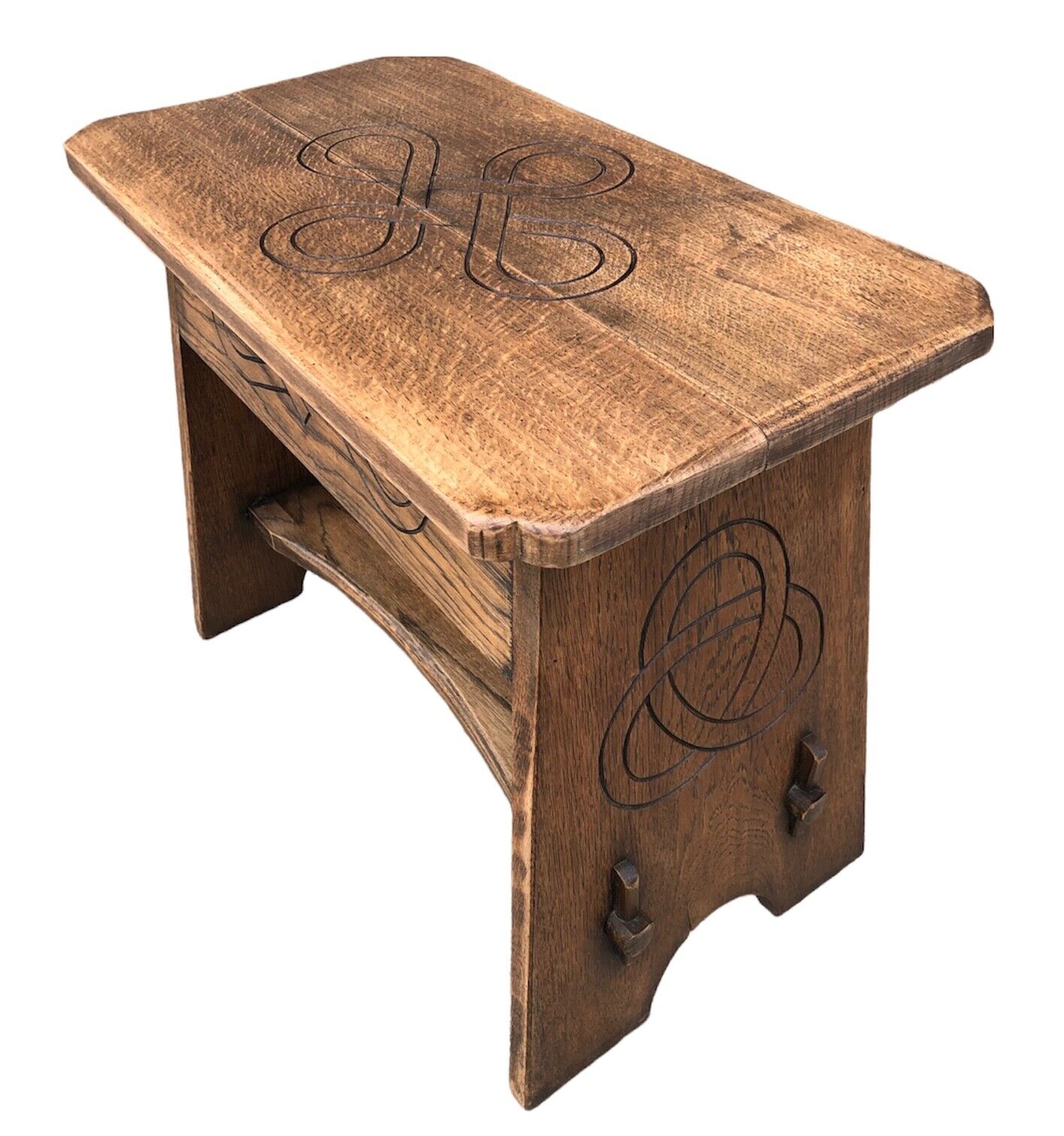 000930....Handsome Vintage Arts And Crafts Oak Stool ( sold )