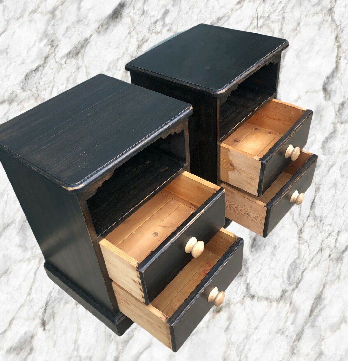 137.....A Pair Of Vintage Heavy Pine Bedside Cabinets / Bedside Chests ( sold )