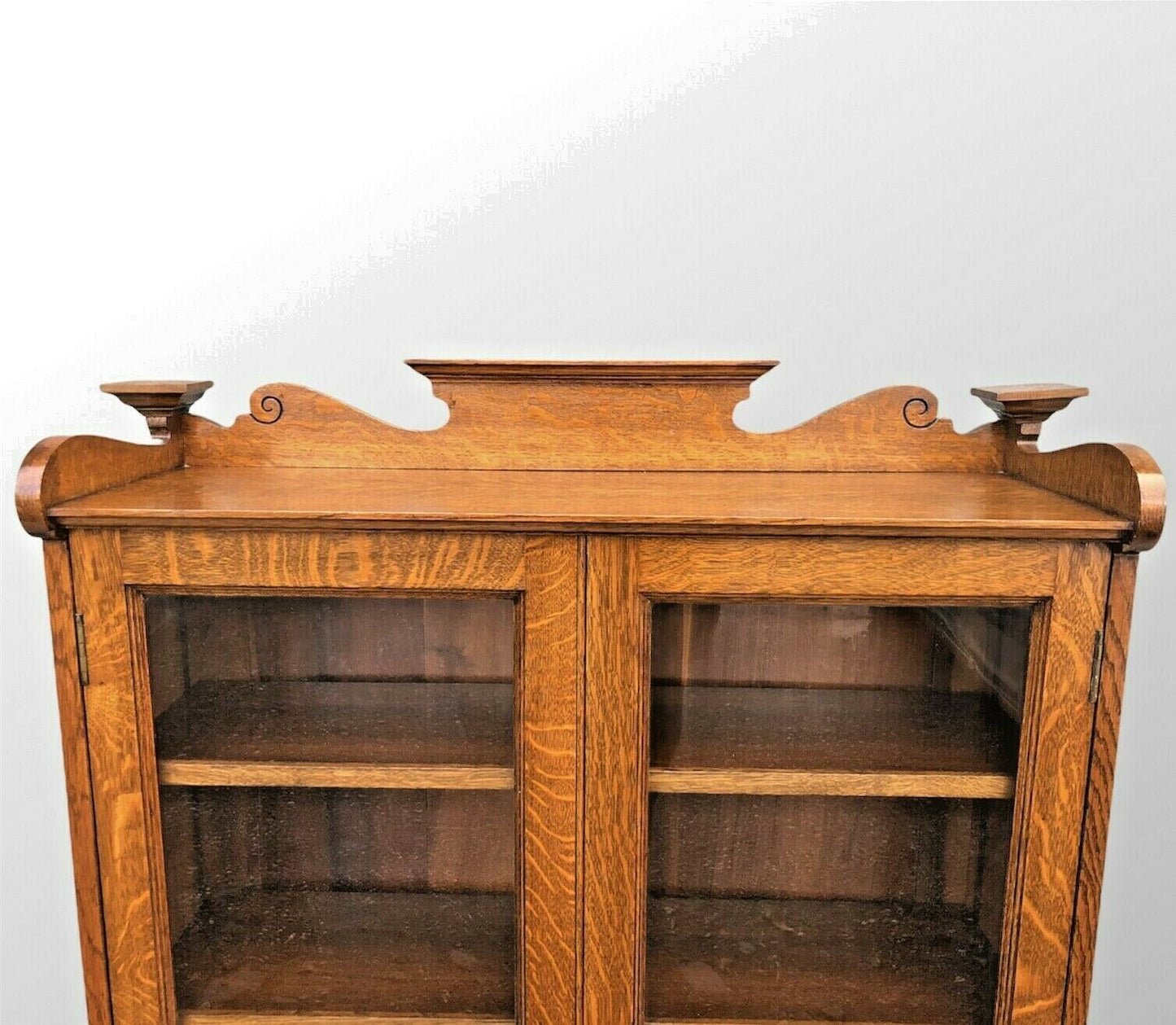 Arts And Craft Oak Bookcase / Arts And Crafts Glazed Cabinet ( SOLD )