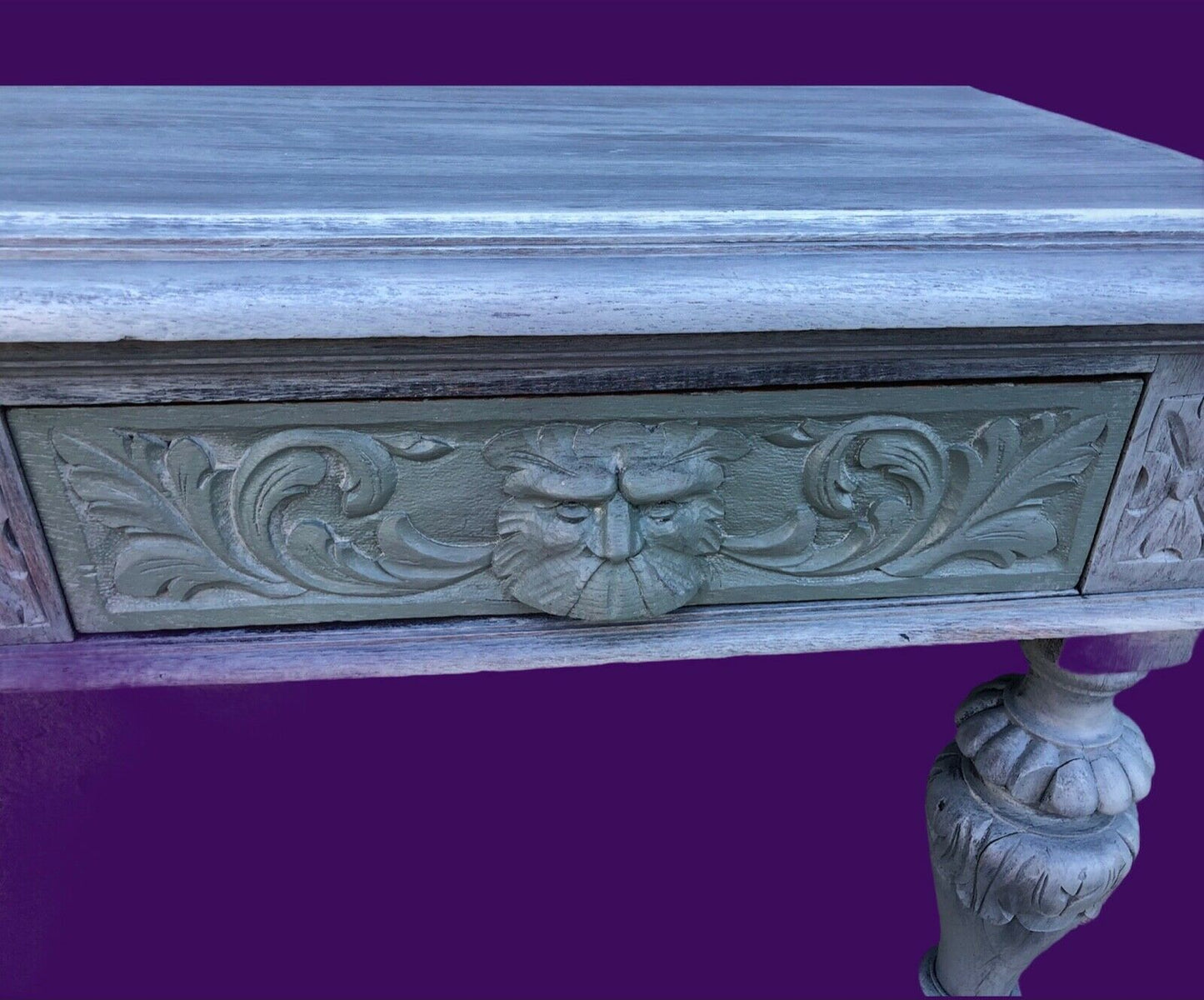 131......Handsome Antique Carved Oak Low Table / Media Stand ( sold )