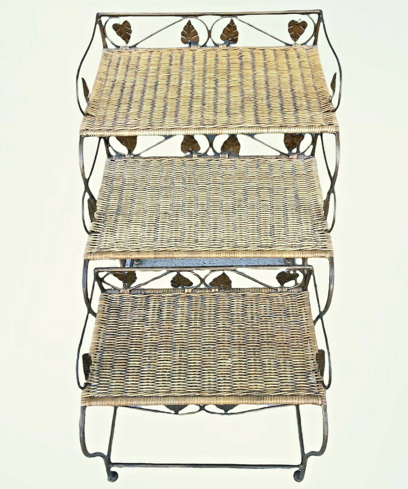 Vintage Wicker And Wrought Iron Nest Of Tables ( SOLD )
